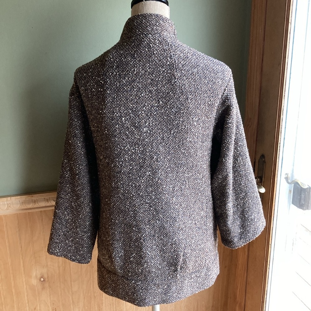Zara Basic Brown Speckled Tweed Wool Blend Jacket - image 5